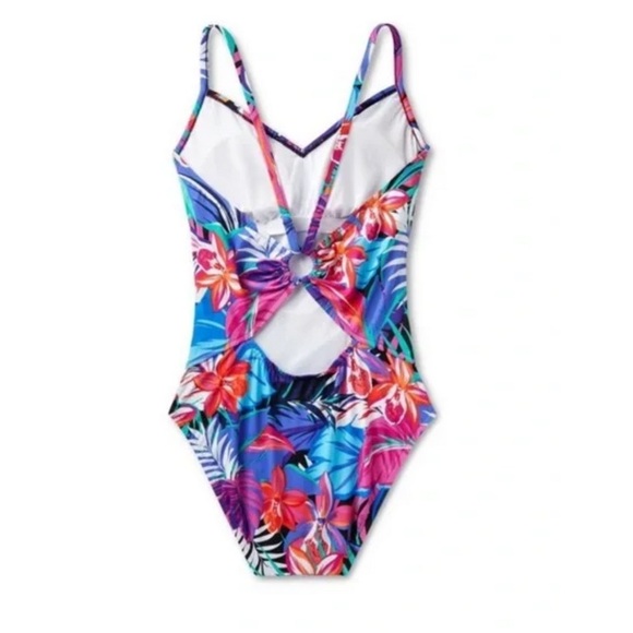 NWT Women's Ring Back One Piece Swimsuit - Aqua Green® Multi Color - SIZE Small - Picture 5 of 5